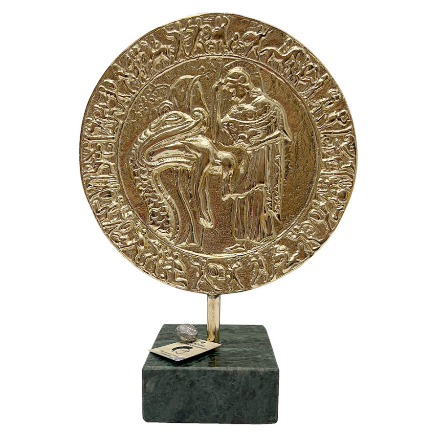 Decorative Plate "Athena and Erichthonius", With Marble Base